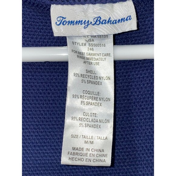 Tommy Bahama Navy Blue 3/4 Sleeve Dress W/ Flared Cuffs & Drawstring Neckline Si - Picture 5 of 11